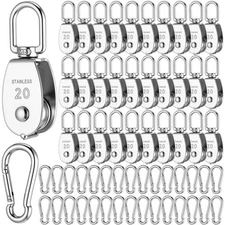 30 Pcs Stainless Steel Pulley System with Snap Hooks and Swivel Rollers