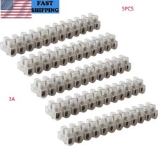 5PCS Dual Row 12 Positions 3A Screw Terminal Electric Barrier Strip Block USA