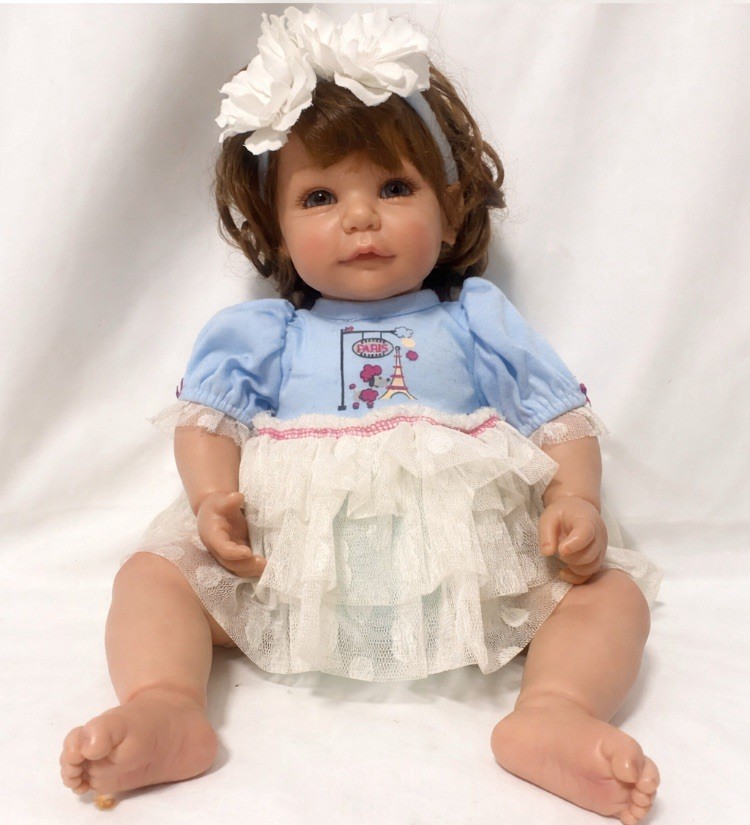 18" ADORA NAME YOUR OWN BABY GIRL Brown Hair Blue Eyes Soft Body Realistic