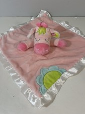 Douglas Baby Pink Cow and Flower Satin Trim Lovey Security Blanket 2016