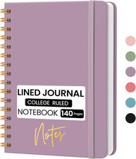 Lined Spiral , A5 College Ruled Notebook for Journaling, Note-Taking, and Daily