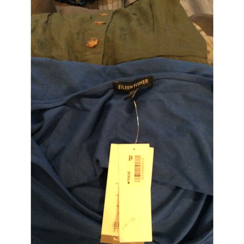 T-shirt maglia viscosa Eileen Fisher scollo a scoop XL blu nuova con etichetta - Foto 5 di 5