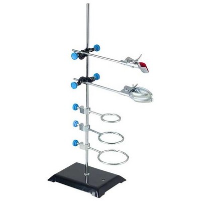 Laboratory Stand Support Set - Flask, Condenser, Cross Clamp, Iron Ring