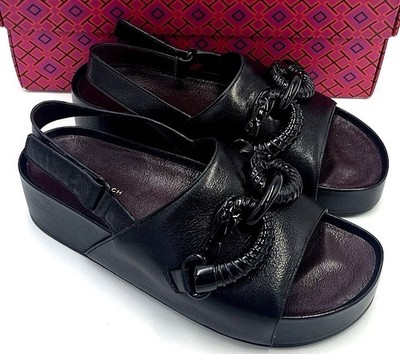 TORY BURCH SANDAL JESSA EQUESTRIAN PLATFORM SLINGBACK BLACK