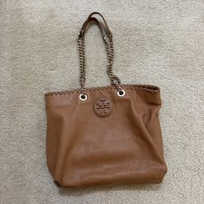 Tory Burch Marion East-West Tote Royal Tan Pebbled Leather Large Shoulder Bag