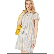 J. Crew Rainbow Seersucker Collared Tie-Front Dress