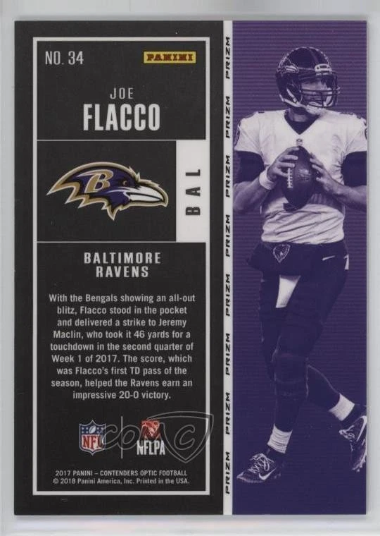 2017 Panini Contenders Optic Season Ticket Joe Flacco #34 - Image 2 of 2