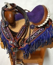 Western Handmade Horse Saddle Leather Barrel Racing Tooled Trail Tack Equestrian