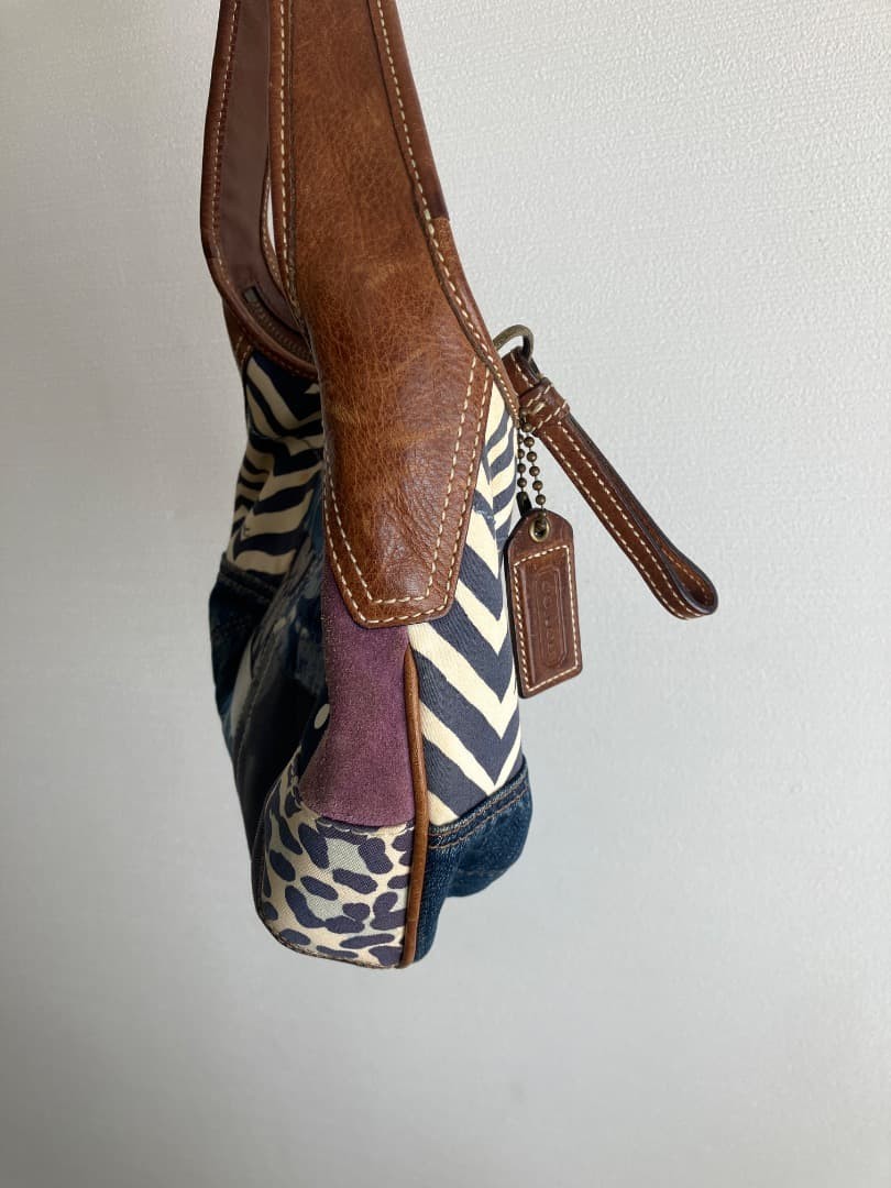 COACH One Shoulder Patchwork Denim Signature 10807 - image 4