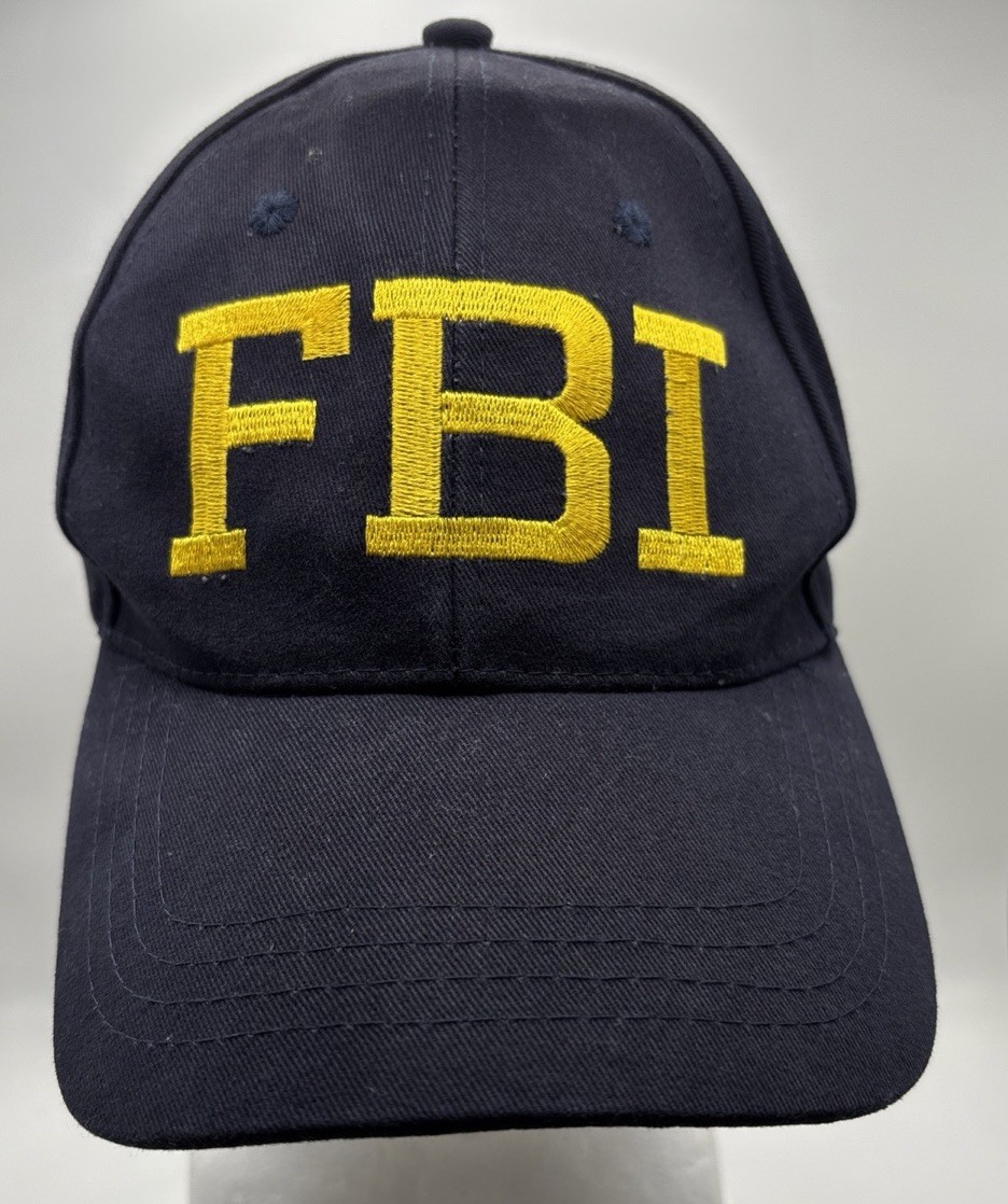 FBI Federal Bureau of Investigation Hat Baseball Cap Navy Blue Gold Embroidered