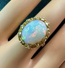 Art Deco 8 Carat Opal Ring 14K Yellow Gold Antique Cocktail Statement Ring — photo 5