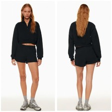 Aritzia TNA Sweatfleece Cozy Fleece Perfect Fit Shorts Size XS Black Loungewear