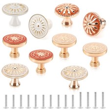 Boho Round Cabinet Knobs and Pulls - 10 Pack European Style Kitchen Cabinet K...