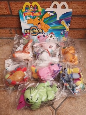 McDonalds Digimon 2001 seltenes komplettes Set mit 8 Happy Meal Spielzeugen MIP + Box 