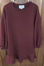 Mare Anthropologie Size S Woman's Shift Dress Oversized Burgundy Embossed