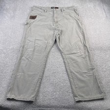 Wrangler Riggs Pants Mens 38x30 Tan Ripstop Canvas Carpenter Contractor Workwear