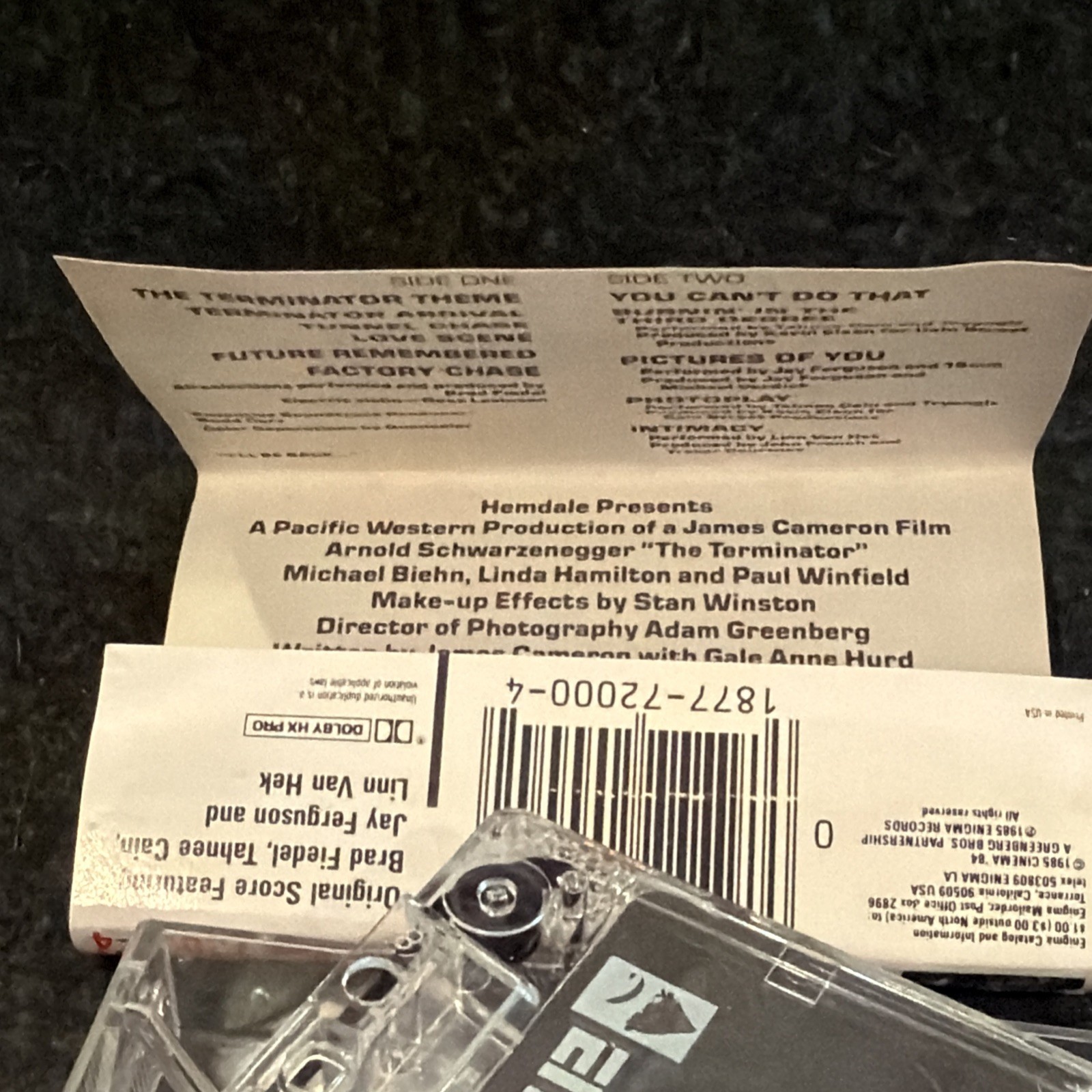 the terminator Original Soundtrack Cassette Tape Enigma 72000-4 Used