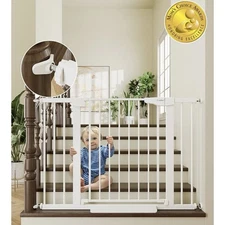 Cumbor Baby Safety Gate for Stairs & Doorway 29.7"-40.6"Wx30.5”H, White