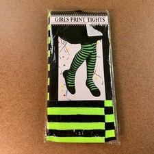 Girls Print Costume Tights Green Black striped Ages 3 New Sealed