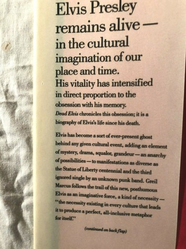 Dead Elvis (Elvis as Cultural Obsession Even in Death) Greil Marcus 1st Edition - Picture 2 of 3
