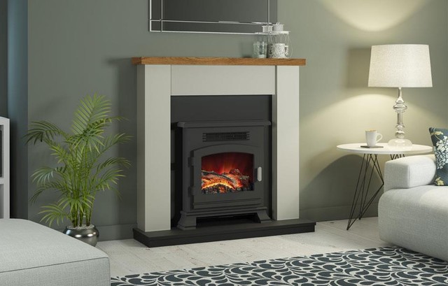 Be Modern Ravensdale Electric Stove Inset Fireplace Suite In Stone