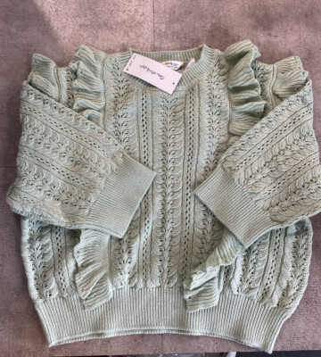 miss selfridge size medium cropped frilly mint jumper UK