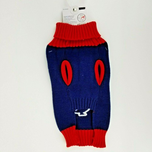 Puppy Dog Blue Christmas Winter Sweater Small Snowman Fold Down Collar - Picture 2 of 3