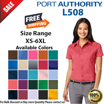 Port Authority L508 Womens Short Sleeve Wrinkle Resistant Easy Care Collar Shirt