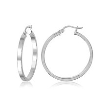 925 STERLING SILVER SQUARE FLAT HOOP EARRINGS / 18MM IN DIAMETER / 3MM WIDE