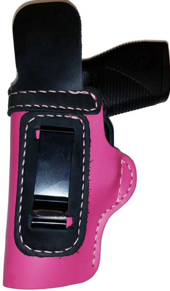 PINK w/BLACK OWB Leather Gun Holster YOUR CHOICE:rh,lh-laser-slide-cant-belt-mag - Image 2 of 4
