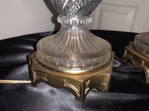 2 Ethan Allen ????? Glass Crystal Table Lamp Pair - Picture 6 of 24