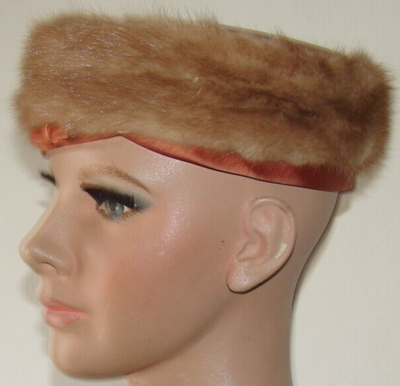 Mid-Century MINK PILLBOX HAT Light Brown vintage b2-3 | eBay display picture 1