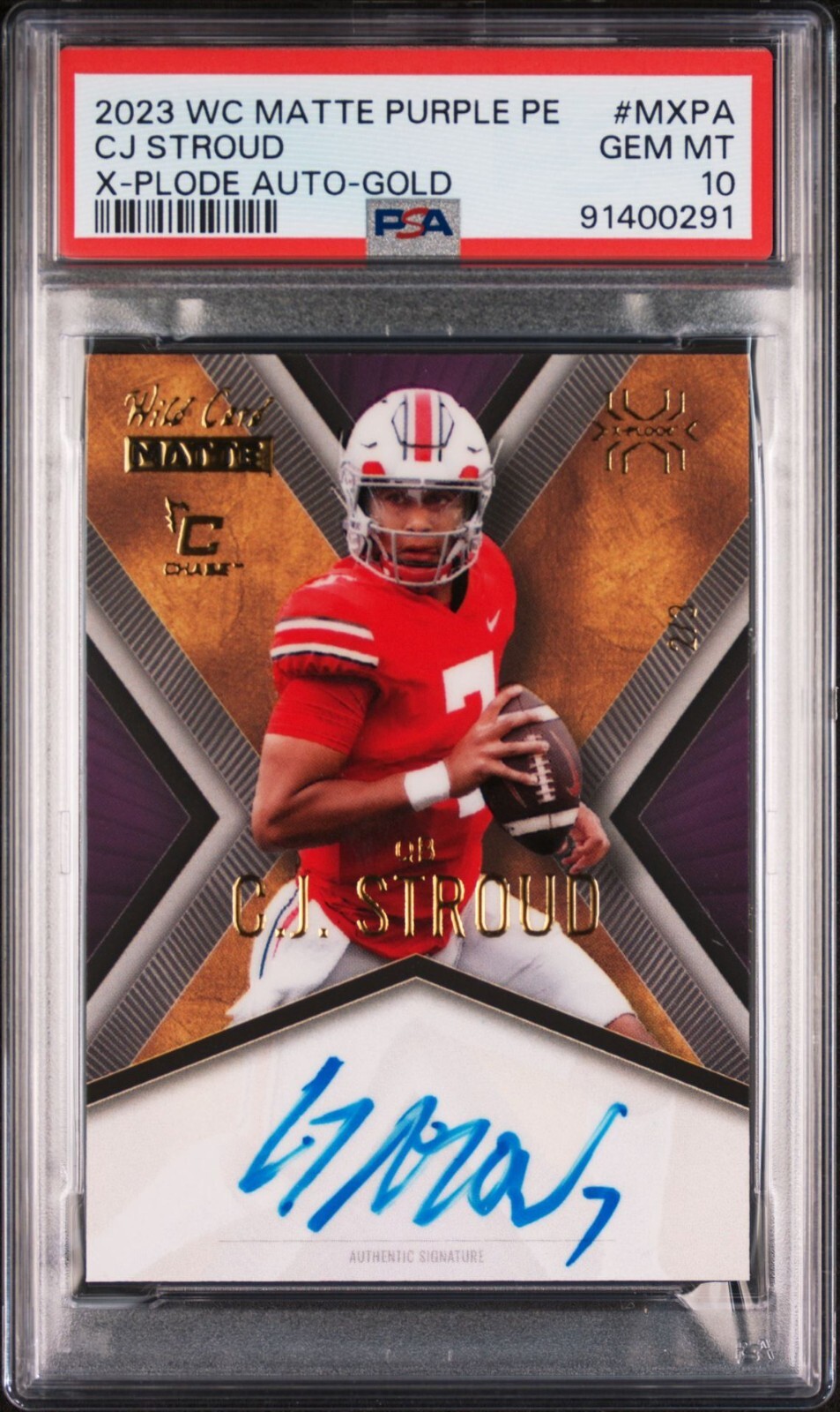 CJ Stroud Wild Card Matte Purple Premium Edition X-Plode Autographs #MXPA Gold