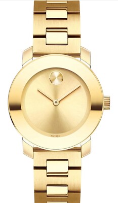Brand New Movado Bold Gold SunrayDial Woman s Watch 3600434