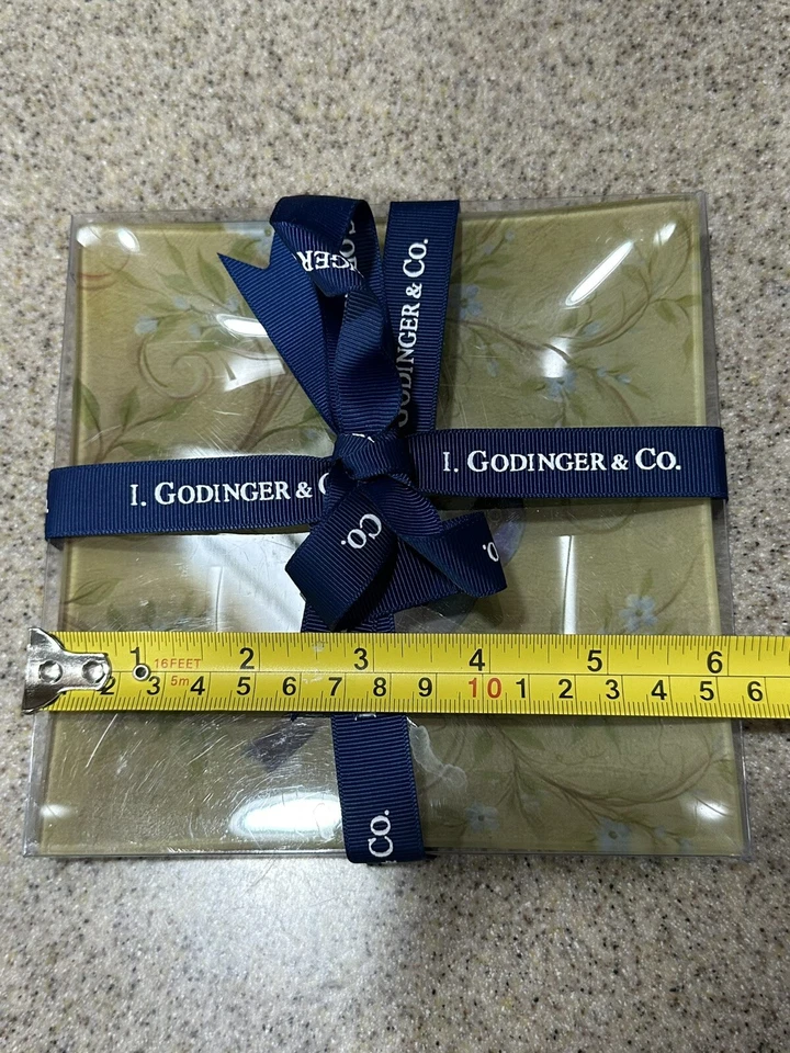 ¡Nuevo! "Plato de vidrio cuadrado decorativo de 6"" Godinger & Co., pájaro azul" Foto 4 de 4