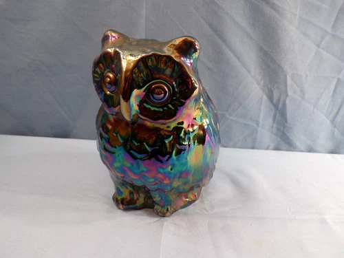 Fenton Amethyst Carnival Glass Large Hollow Owl Figurine INV4