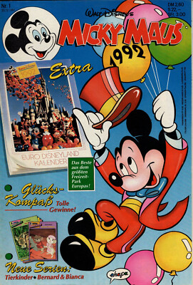 Micky Maus Heft Nr. 1  23. 12. 1991 Walt Disney Egmont Ehapa Verlag GmbH