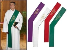 Alpha Omega w Wheat Purple Polyester Deacon Stole Vestment Church Dress Attire