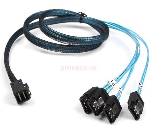 Lot Mini SAS SFF-8643 Target to 4 SATA 7pin Host Hard Disk Data Serve Raid Cable - Picture 18 of 21