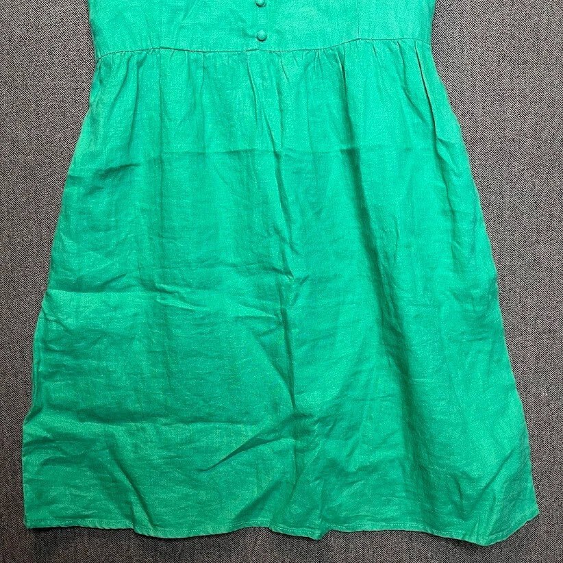 Vestido para mujer Cynthia Rowley 10 verde 100 % lino cremallera sin mangas defectuoso  Foto 3 de 4