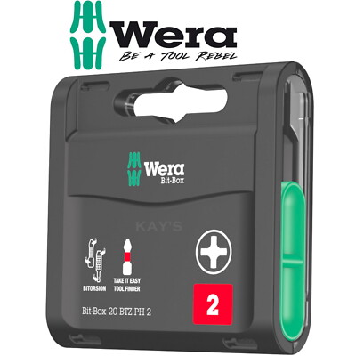 Wera BiTorsion Schraubendreher-Bits PH2 x 25 mm 20 Stück in Bit-Box 057751  