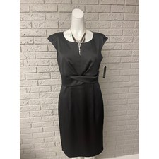 AB Studio Women Black Twist Waist Sheath Dress Size 8 NWT