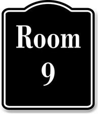 Room 9 Number Building BLACK Aluminum Composite Sign