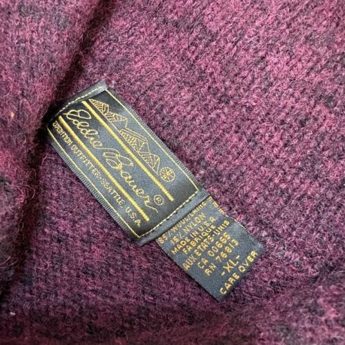 Vintage Eddie Bauer roll collar wool blend sweater Made in USA XL Burgundy - Picture 3 of 6