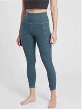 Athleta Leggings SIZE MP Blue Cheetah Print Salutation Stash Pocket Texture