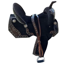 Deep Seat Western Horse Barrel Saddle Tack Set Roughout Leather 10-18" Free Ship