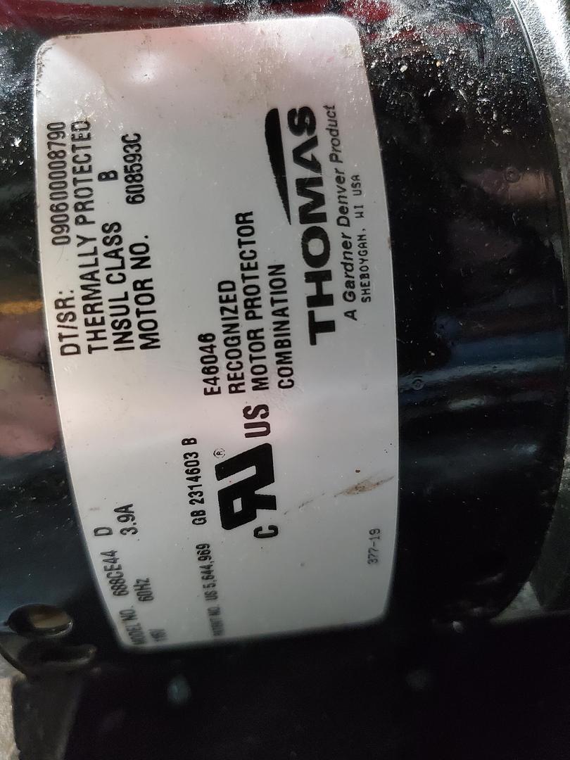 Thomas Industrial Air Compressor E46046 MOTOR 97F5564 GHA-14