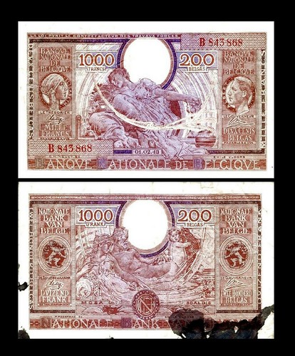 2x 5 - 1.000 Fr. - Edition 01.02.1943 - Reproduction - B 09 - Picture 4 of 8