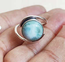 Beautiful Larimar Gemstone Ring 925 Sterling Silver Handmade Ring All Size R330
