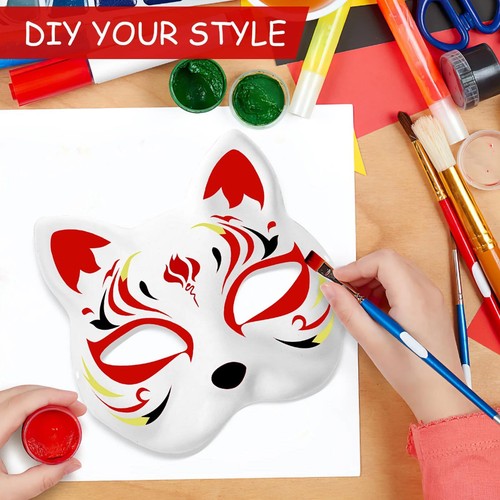 5/10PCS Cat Mask Therian Masks White Cat Masks Blank DIY Halloween Cosplay Masks - Picture 6 of 10